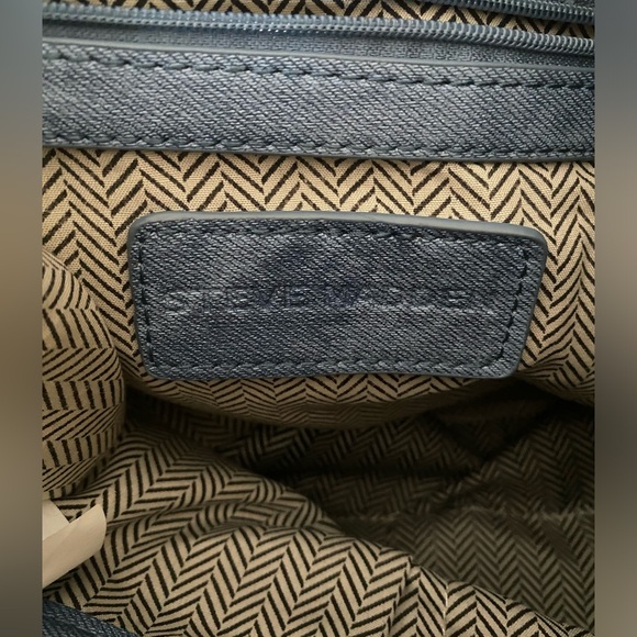 Steve Madden Large Blue Purse Gold Studded Tote Shoulder Bag NWOT - Picture 8 of 11